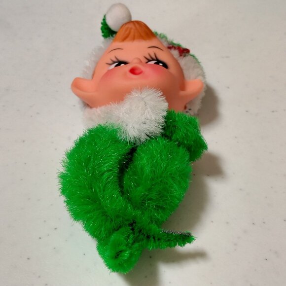 Vintage Handmade Pixie Elf Fridge Magnet Rubber Face Green Decor Kitschy - Picture 5 of 14
